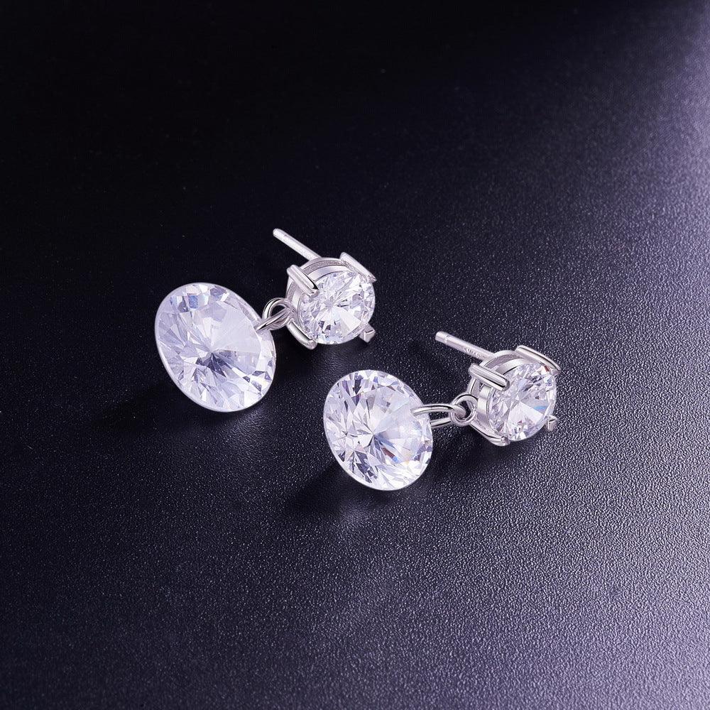 Silver earrings, Classic Round Earrings with Cubic Zirconia