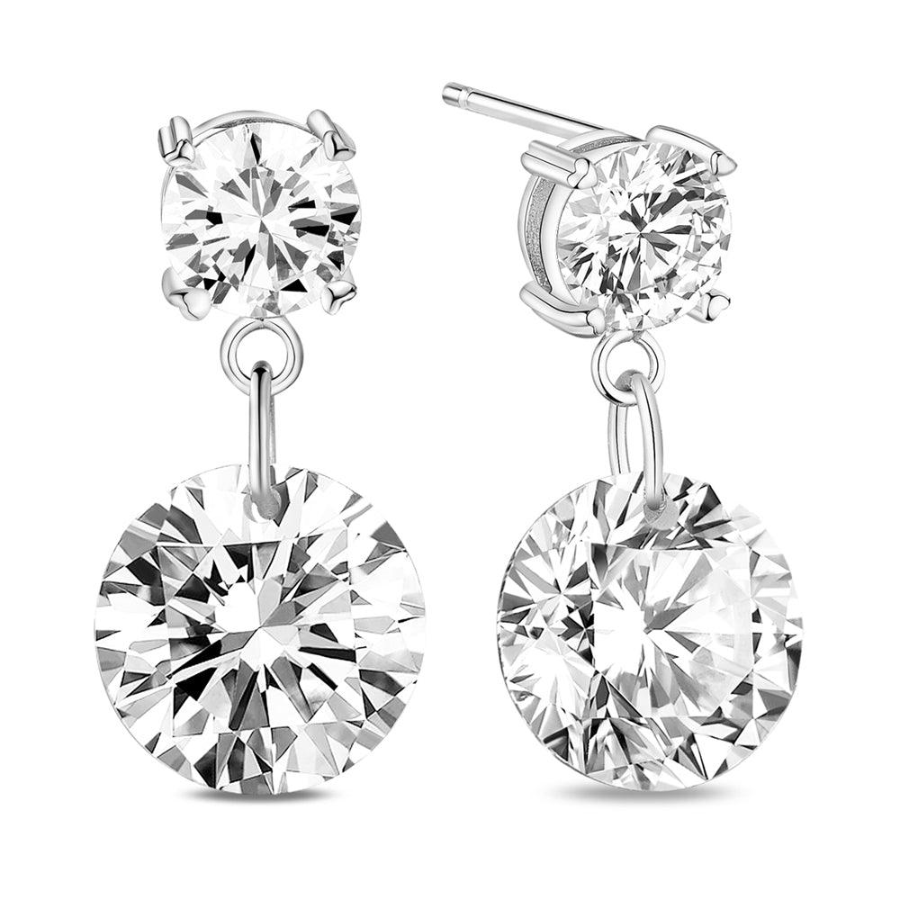 Hopeiset korvakorut, Classic Round Earrings with Cubic Zirconia