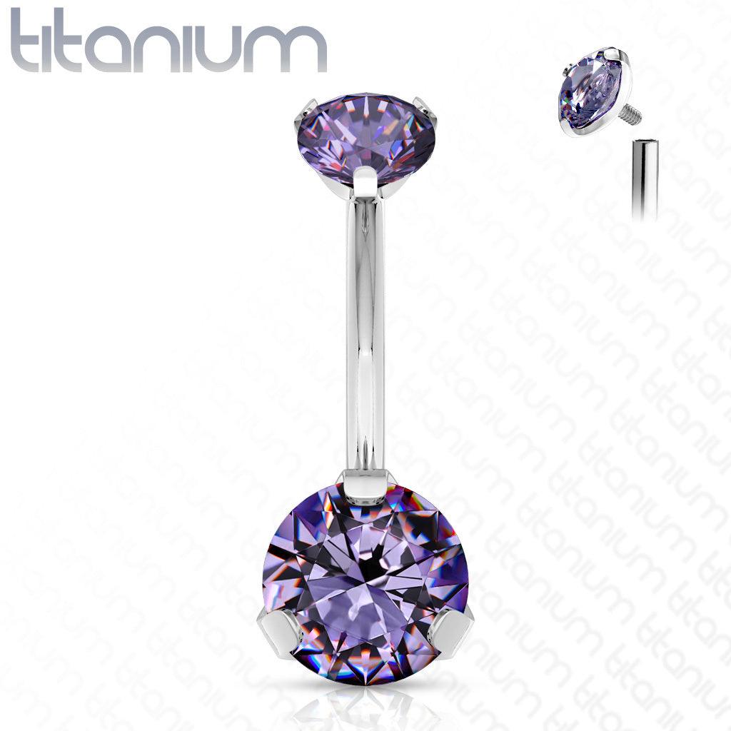 Napakoru, Titanium Prong Set Round CZ in Purple