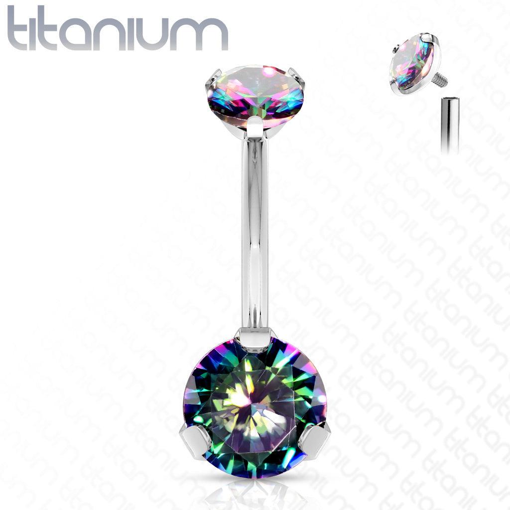 Pole jewelry, Titanium Prong Set Round CZ in Multicolor