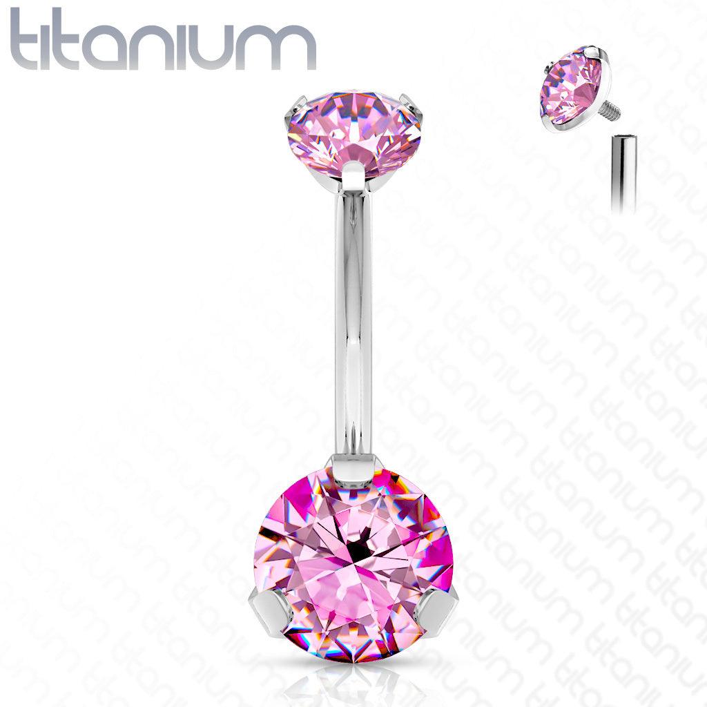 Napakoru, Titanium Prong Set Round CZ in Pink