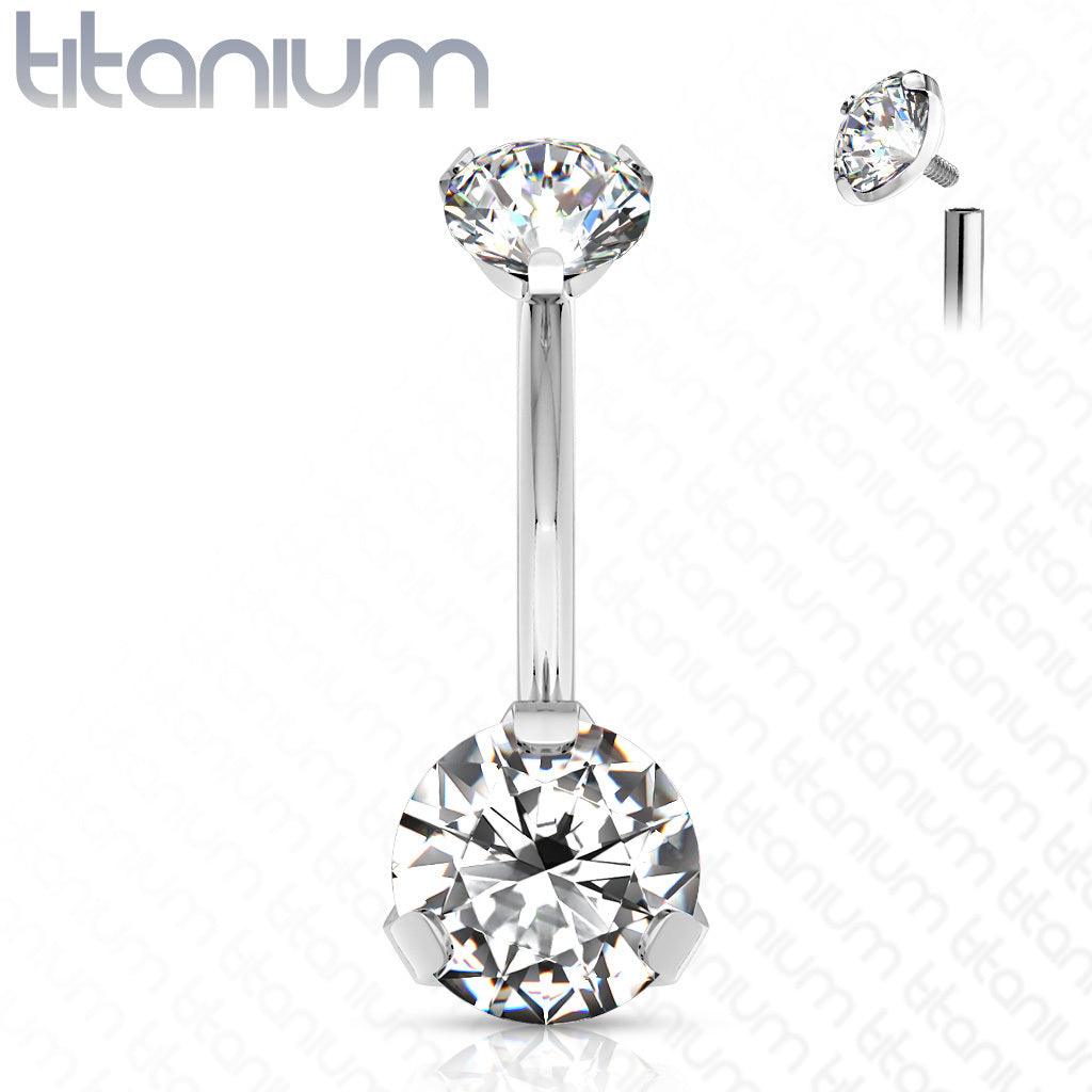 Pole jewelry, Titanium Prong Set Round CZ in Clear