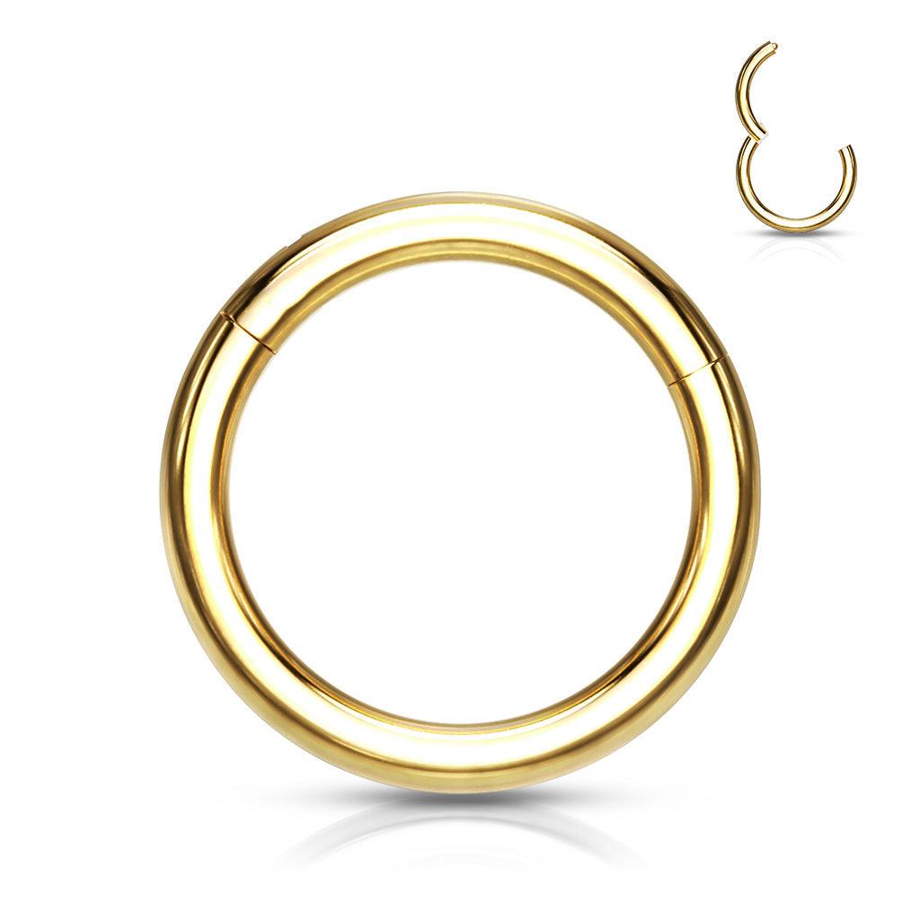 Piercing ring 1.2mm, Hinged Segment Hoop titanium ring (gold)