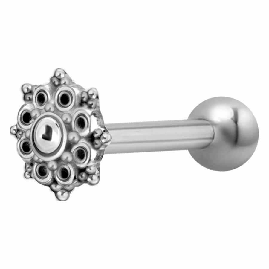 Rustokoru/traguskoru, Antique Silver Mandala Barbell