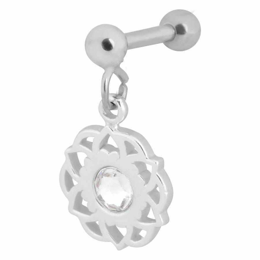 Cartilage jewelry/tragus jewelry, Steel Mandala Dangle