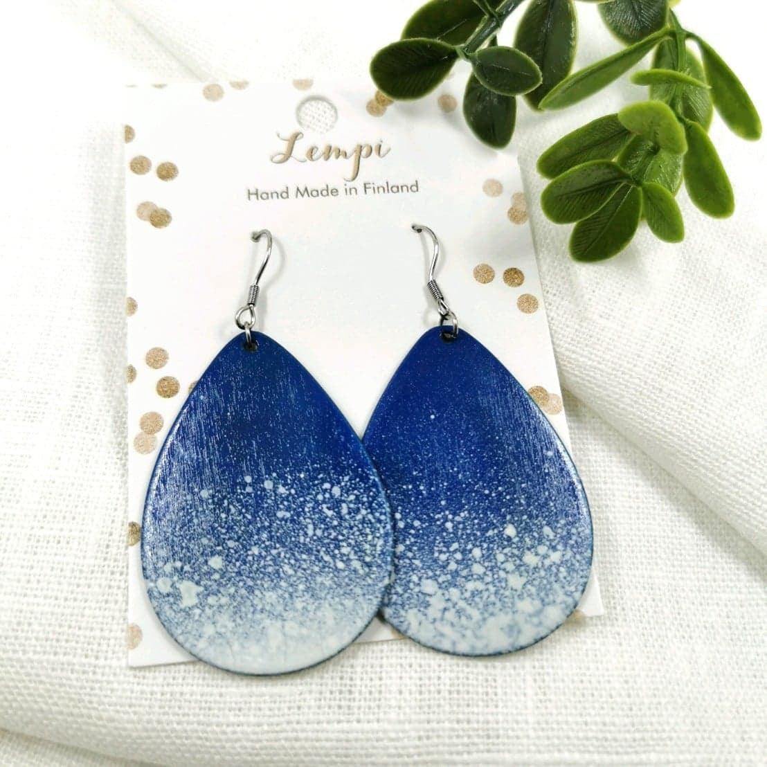 LEMPI earrings, Snowdrop (blue, wood)