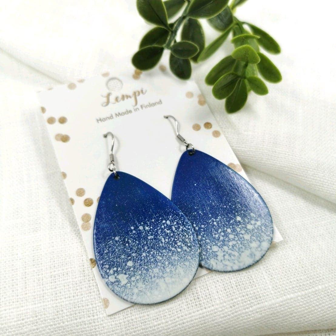 LEMPI earrings, Snowdrop (blue, wood)