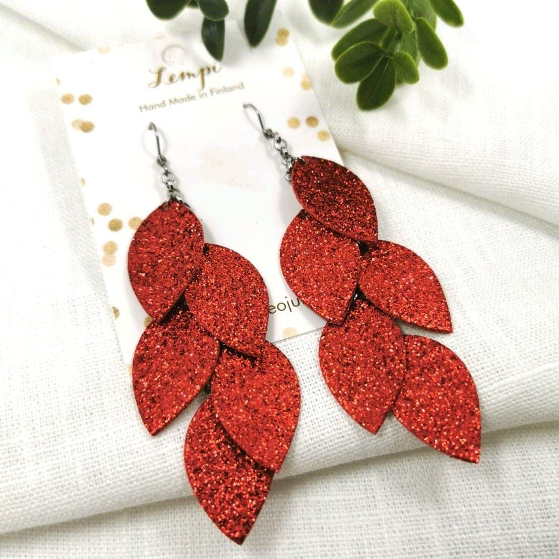 LEMPI earrings, Grain (red glitter)