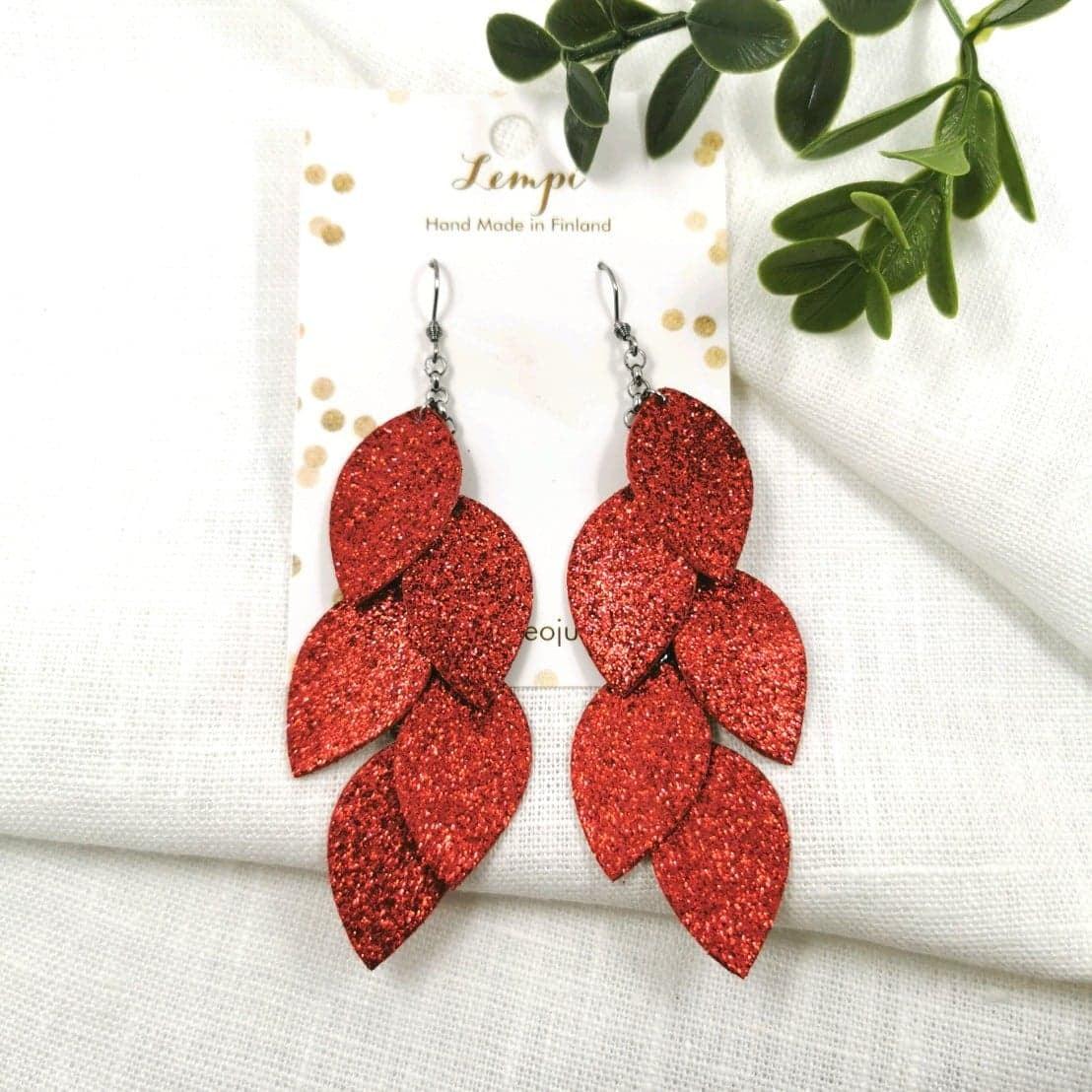 LEMPI earrings, Grain (red glitter)