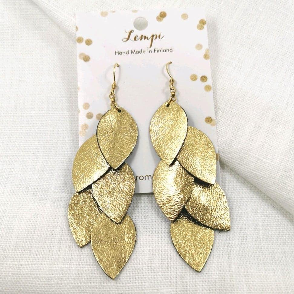 LEMPI earrings, Grain (gold, leather)