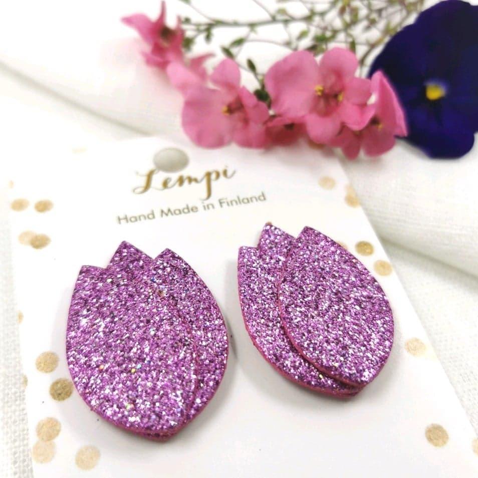 LEMPI earrings, Tulip (light purple glitter)