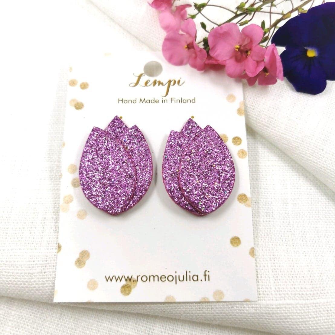 LEMPI-korvanapit, Tulppaani (vaaleanvioletti glitter)