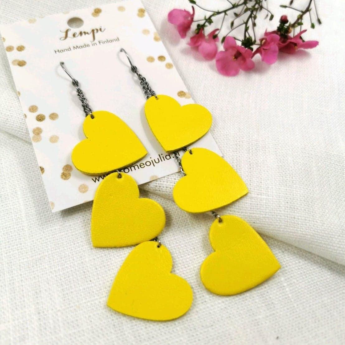 LEMPI earrings, Lempi (sunny yellow, three-piece)