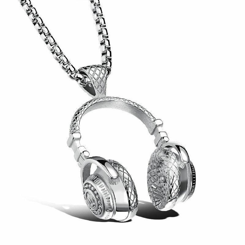 Surgical steel pendant, XL Streetstyle Headphone Necklace