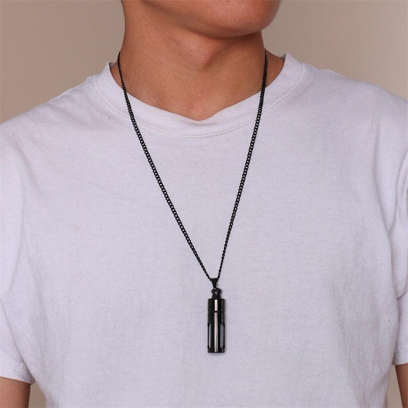 Openable surgical steel necklace, Black Sweater Necklace