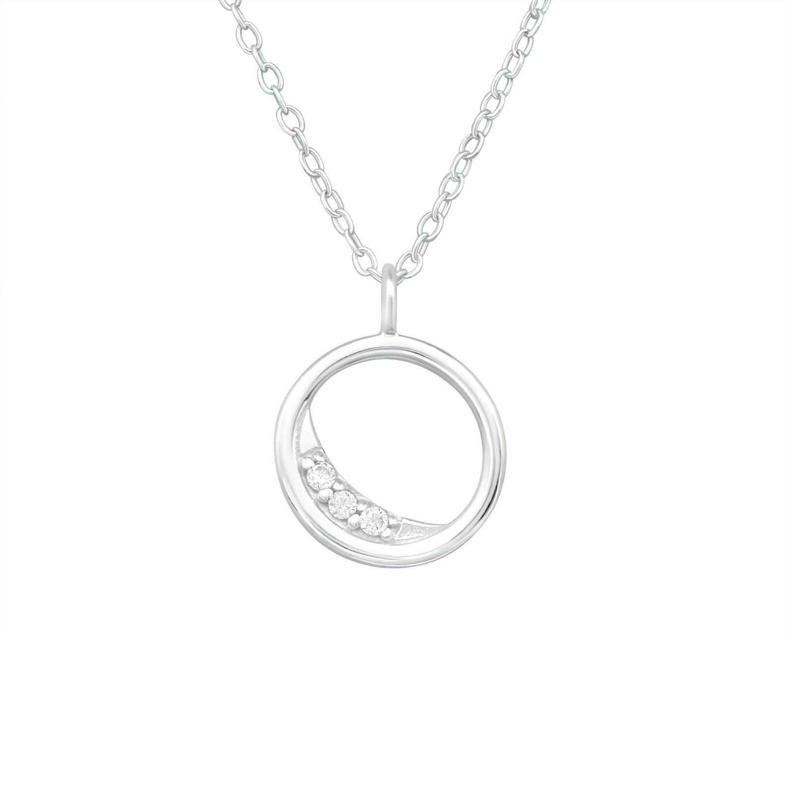 Silver necklace, Elegant Round Silver Necklace with CZ