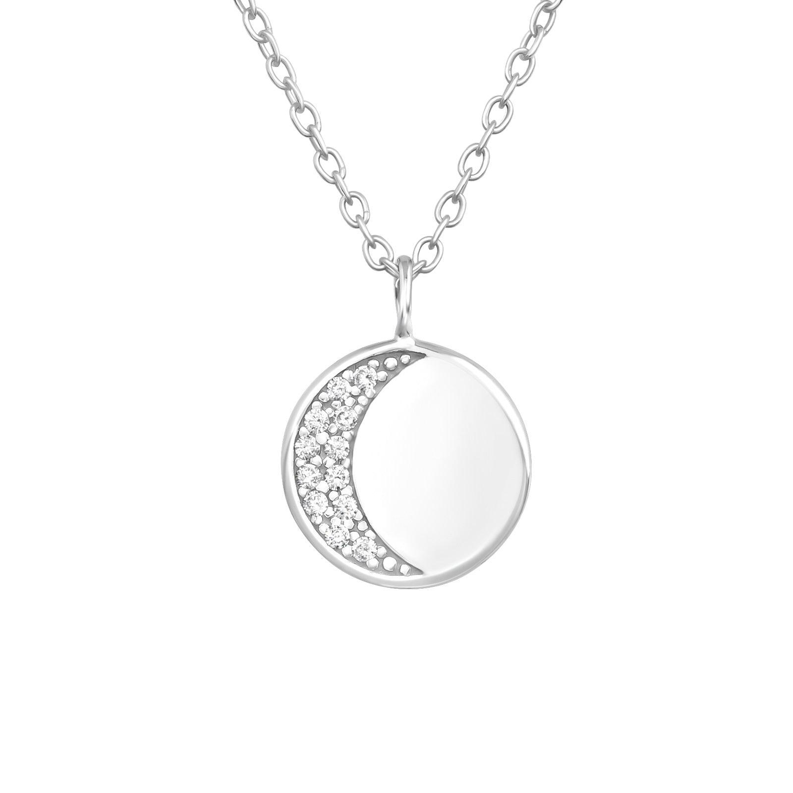 Silver necklace, Classic Round Silver Necklace with CZ