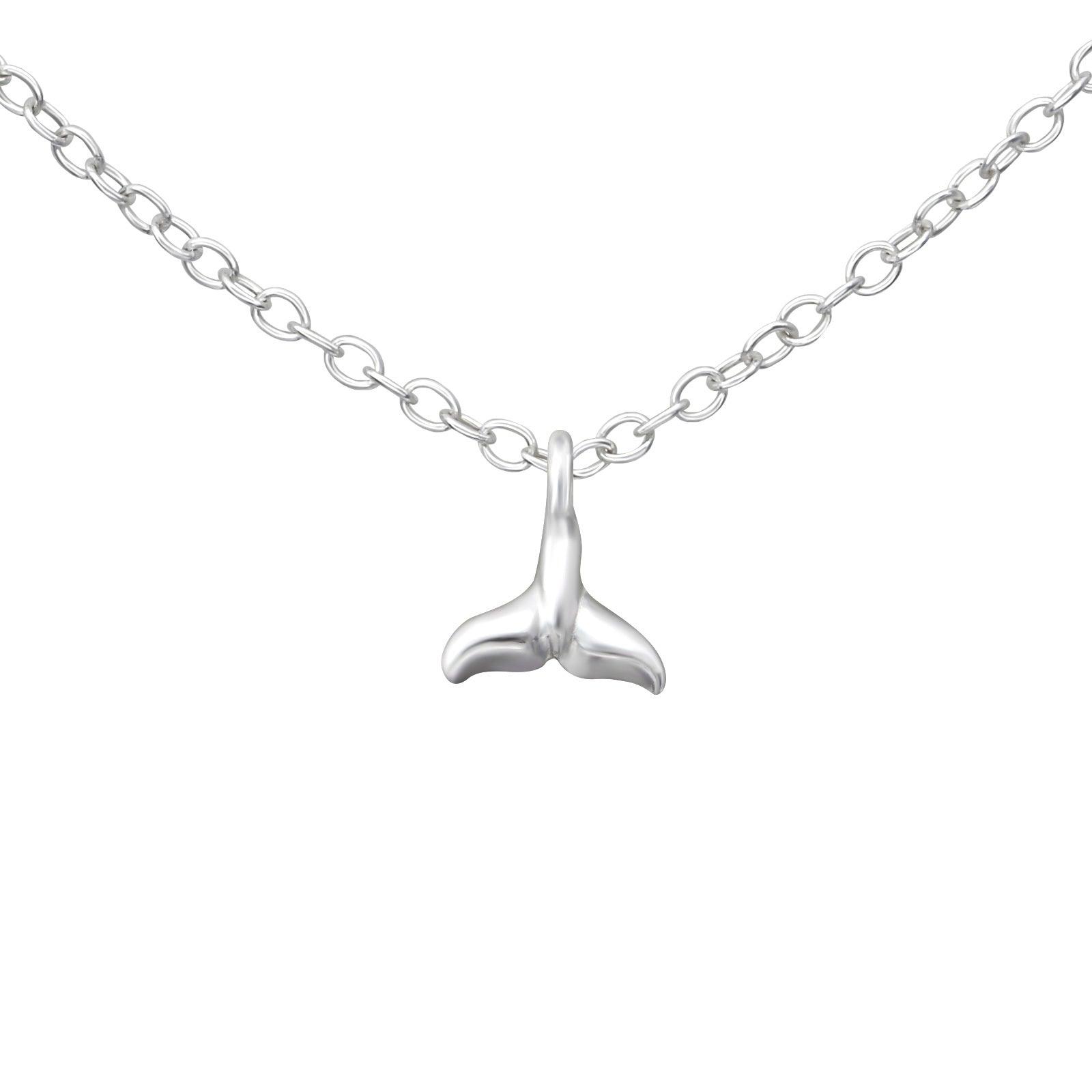 Silver necklace, Miniatyre Whale's Tale -mini whale tail