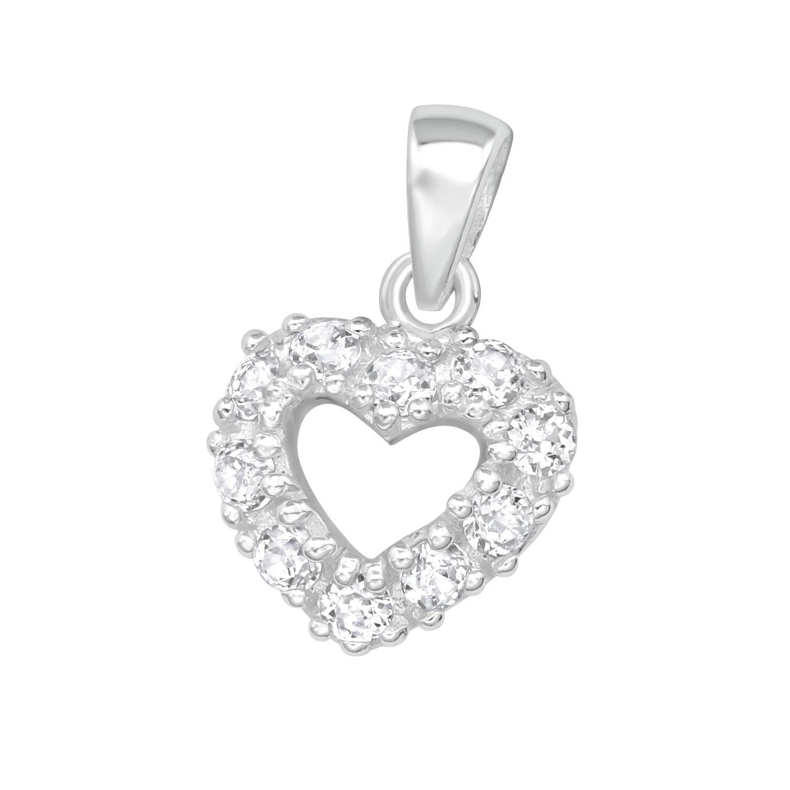 Silver pendant, Romantic Heart Pendant CZ