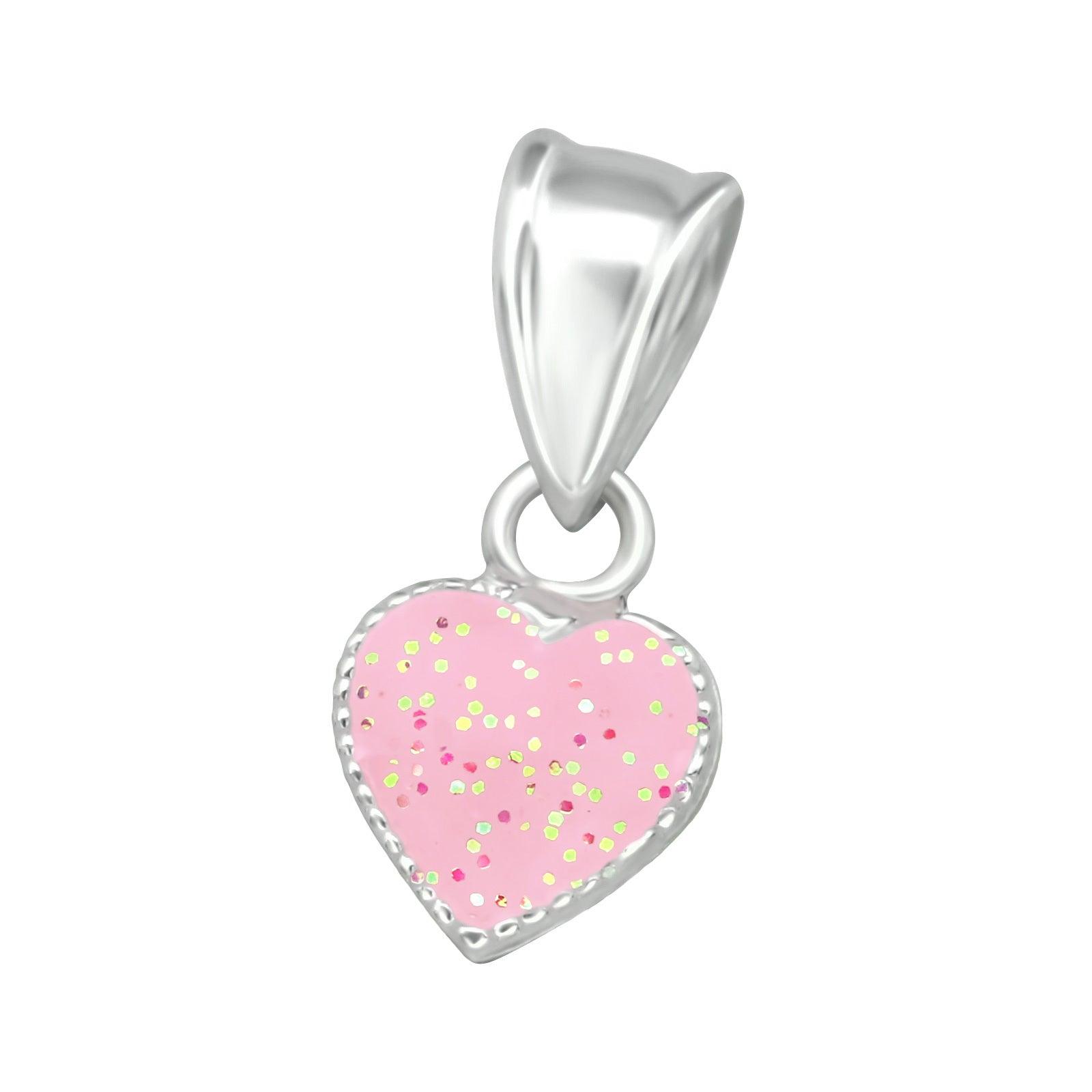 Children's silver pendant, Pink Heart