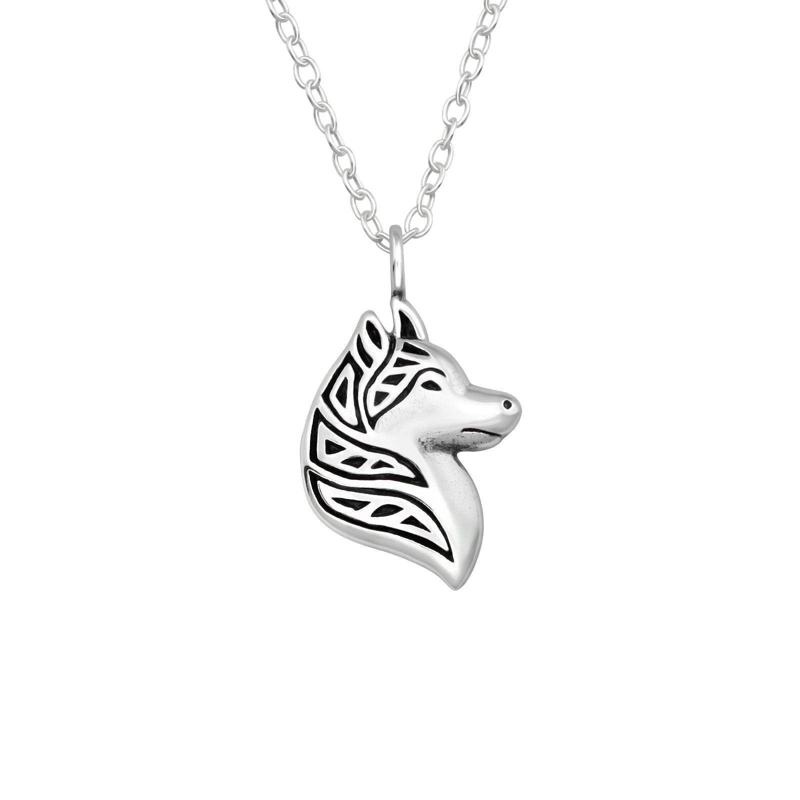 Silver necklace, Silver Wolf -silver wolf head