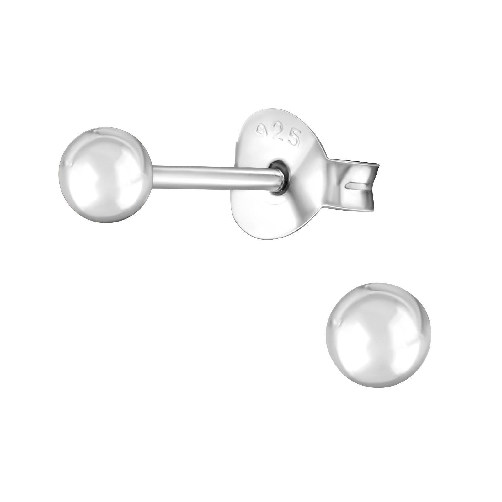 Silver earrings, Round Basic 3mm Earstuds