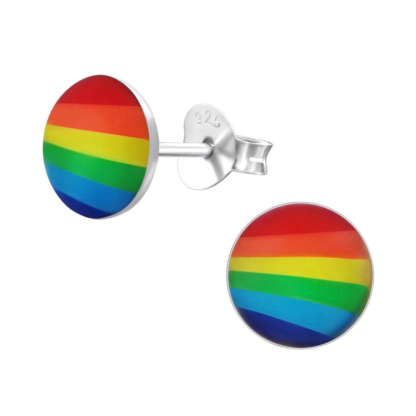 Silver earrings, Round Pride Earstuds