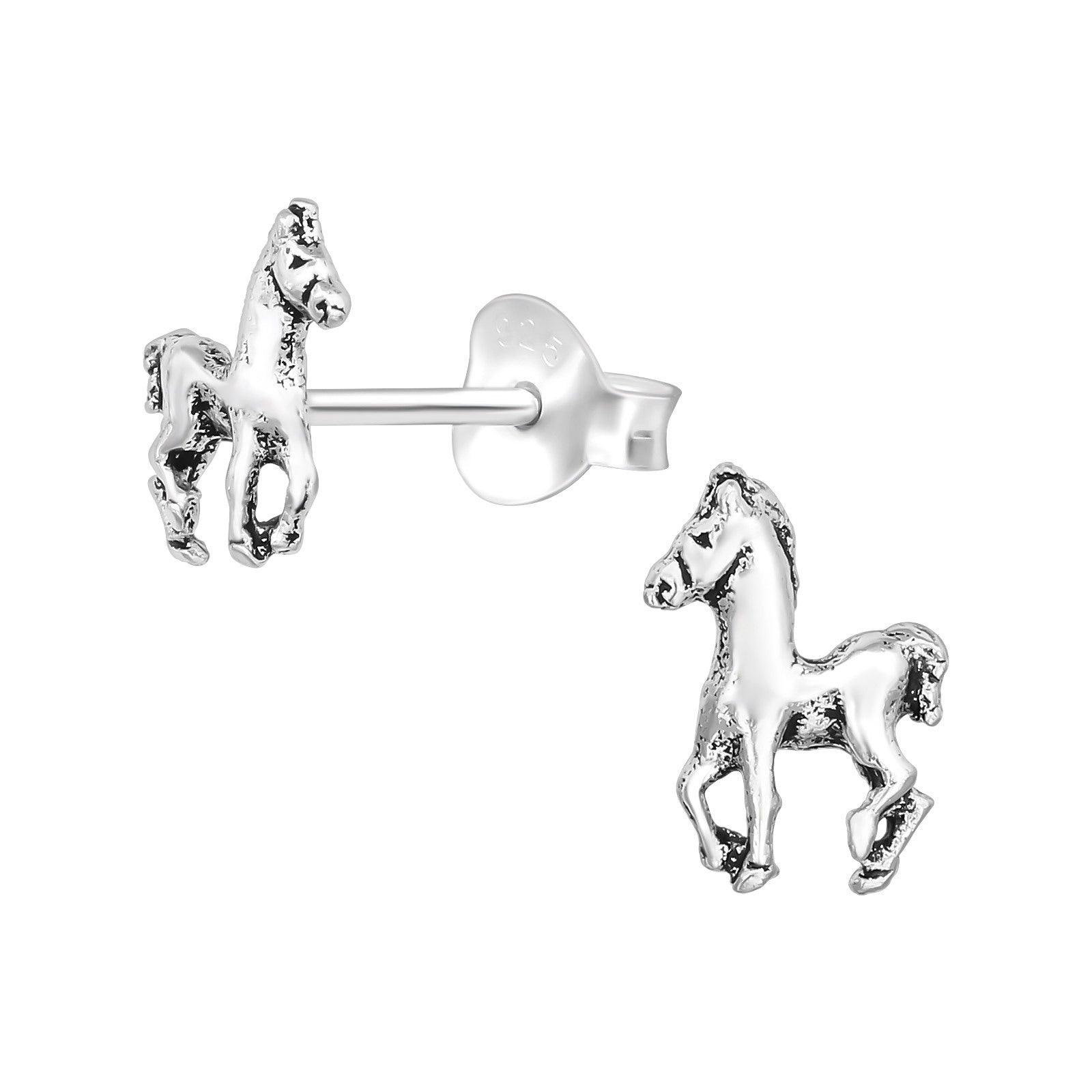 Children's silver earrings, Silver Foal