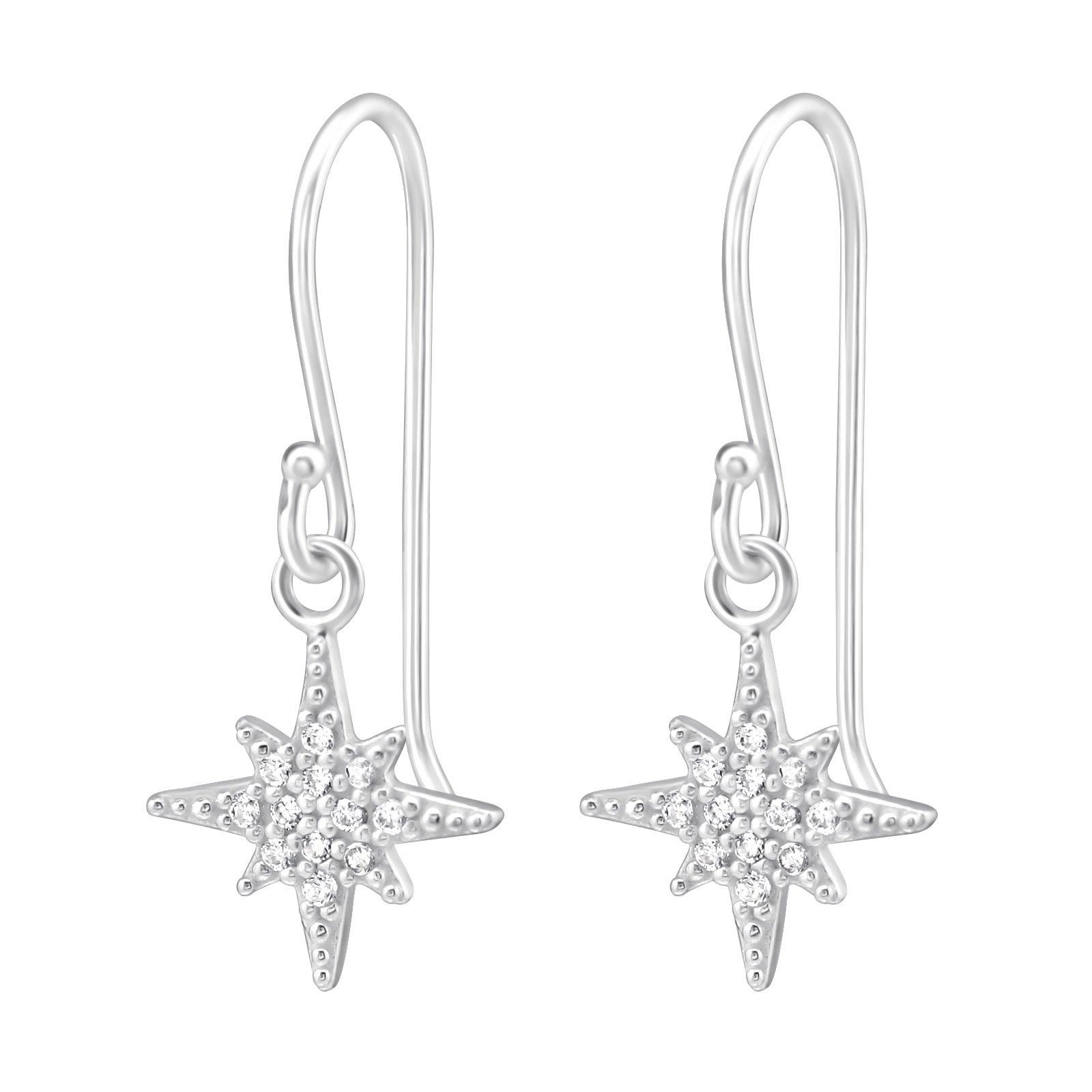 Silver earrings, Christmas Star