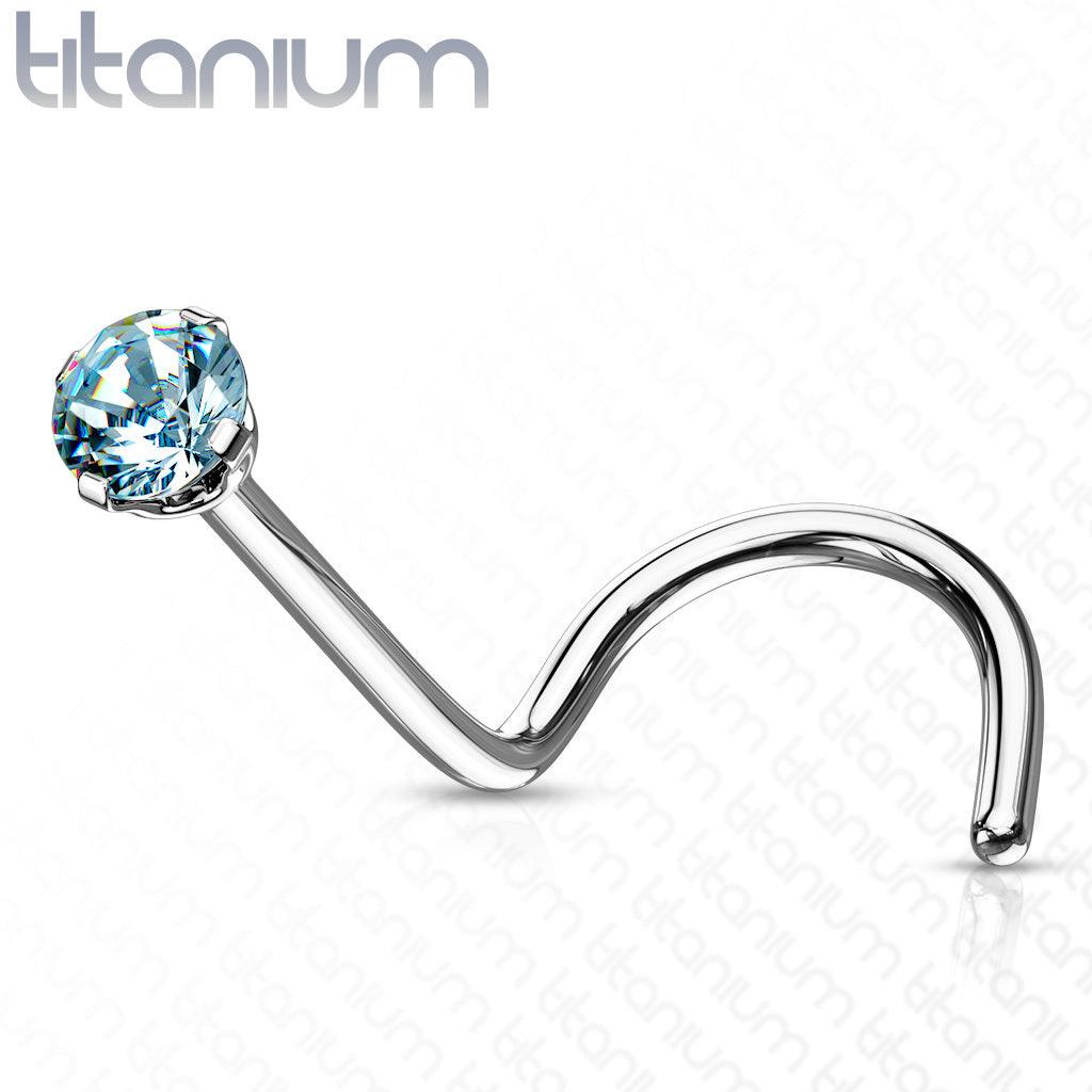 Nose stud, nose stud CZ Implant Grade Titanium Prong Set in Turqoise