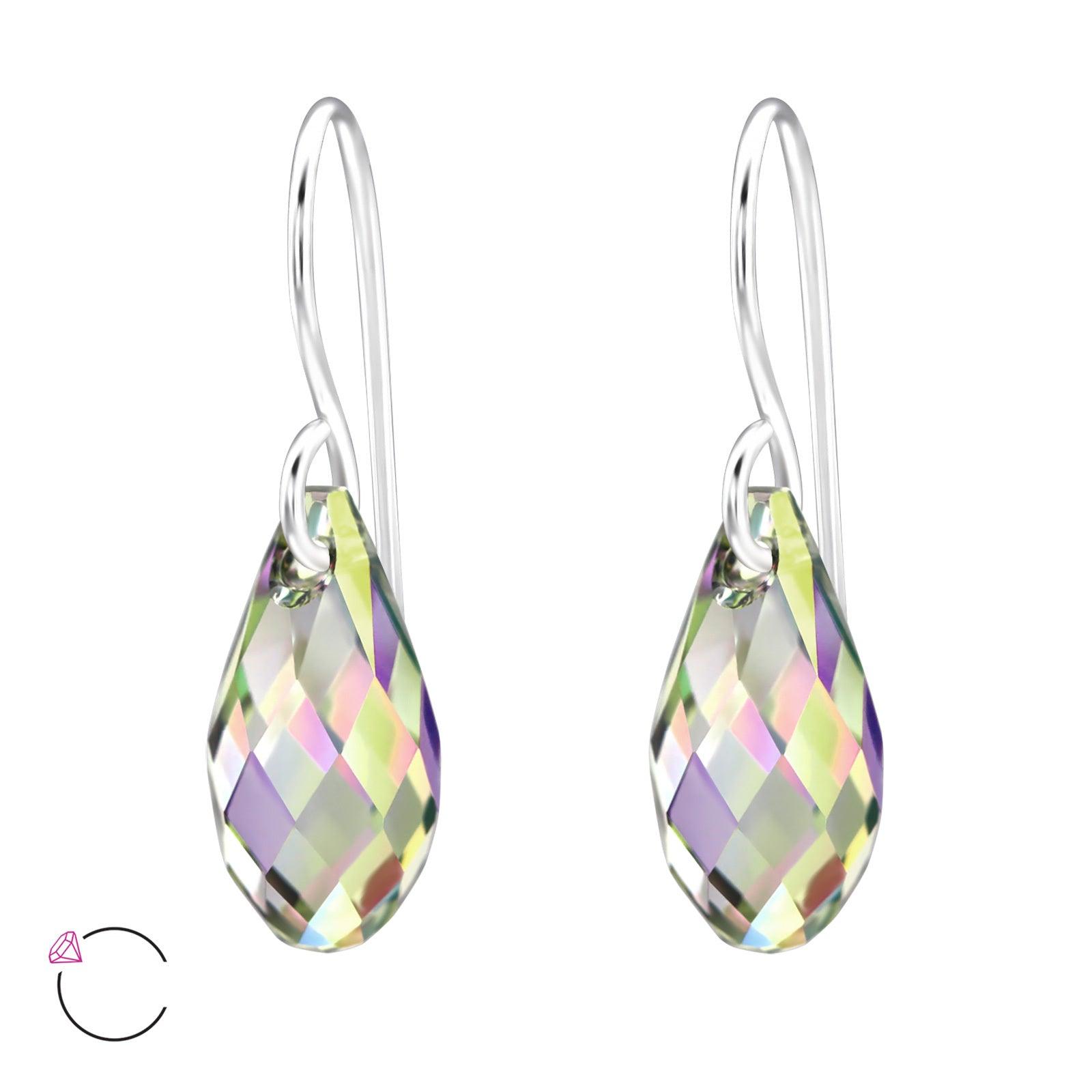 Hopeakorvakorut, LA CRYSTALE, Teardrop Earrings in AB Grey