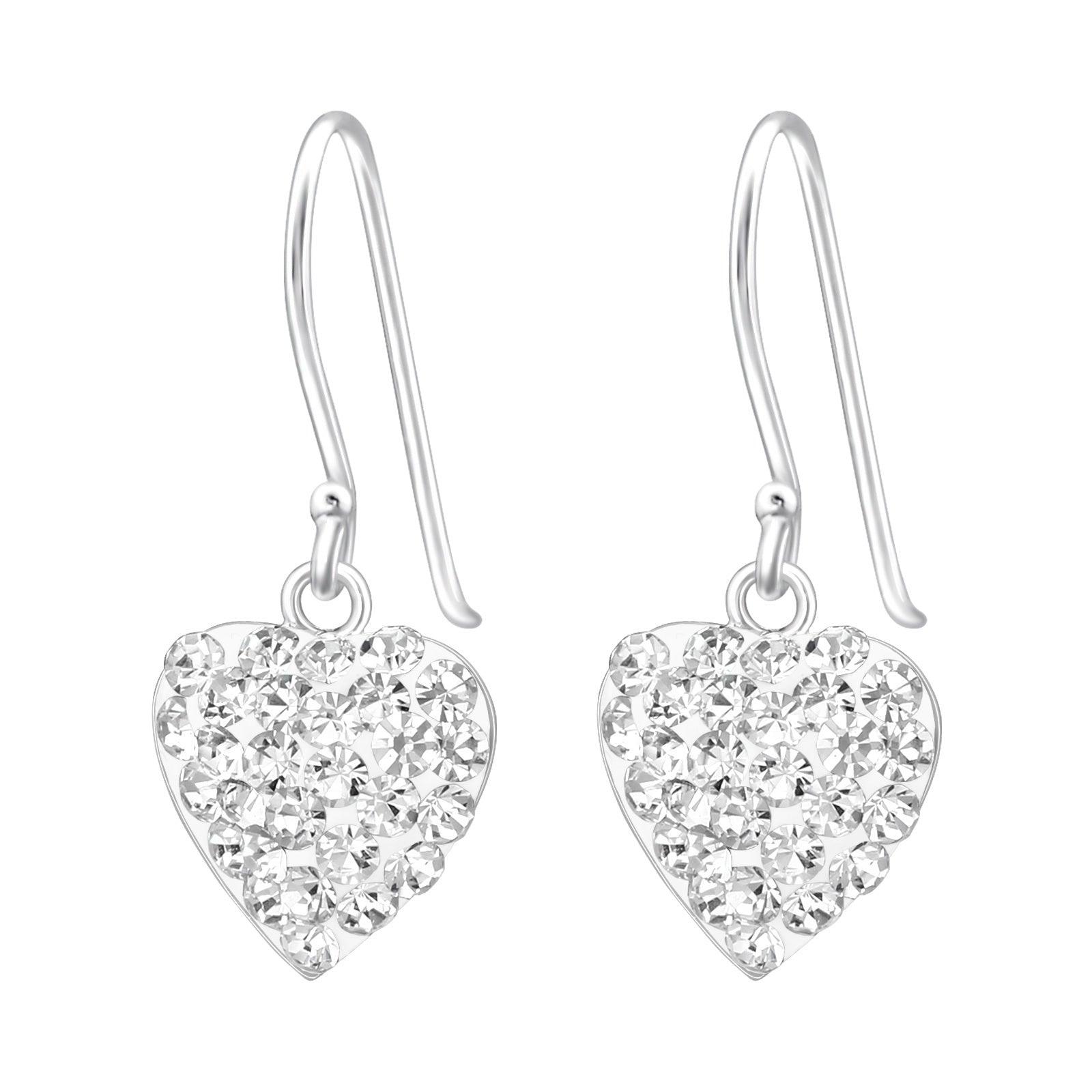 Silver earrings, Crystal Heart