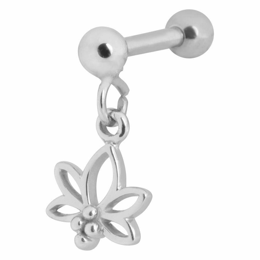 Cartilage jewelry/tragus jewelry, Steel Lotus Dangle