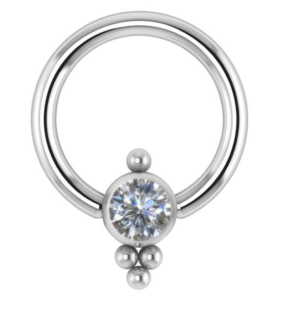 Piercing ring, Titanium Cluster Balls with Crystals