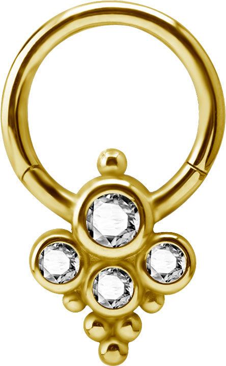 Piercing Ring, Large Titanium Clicker 24K Gold PVD