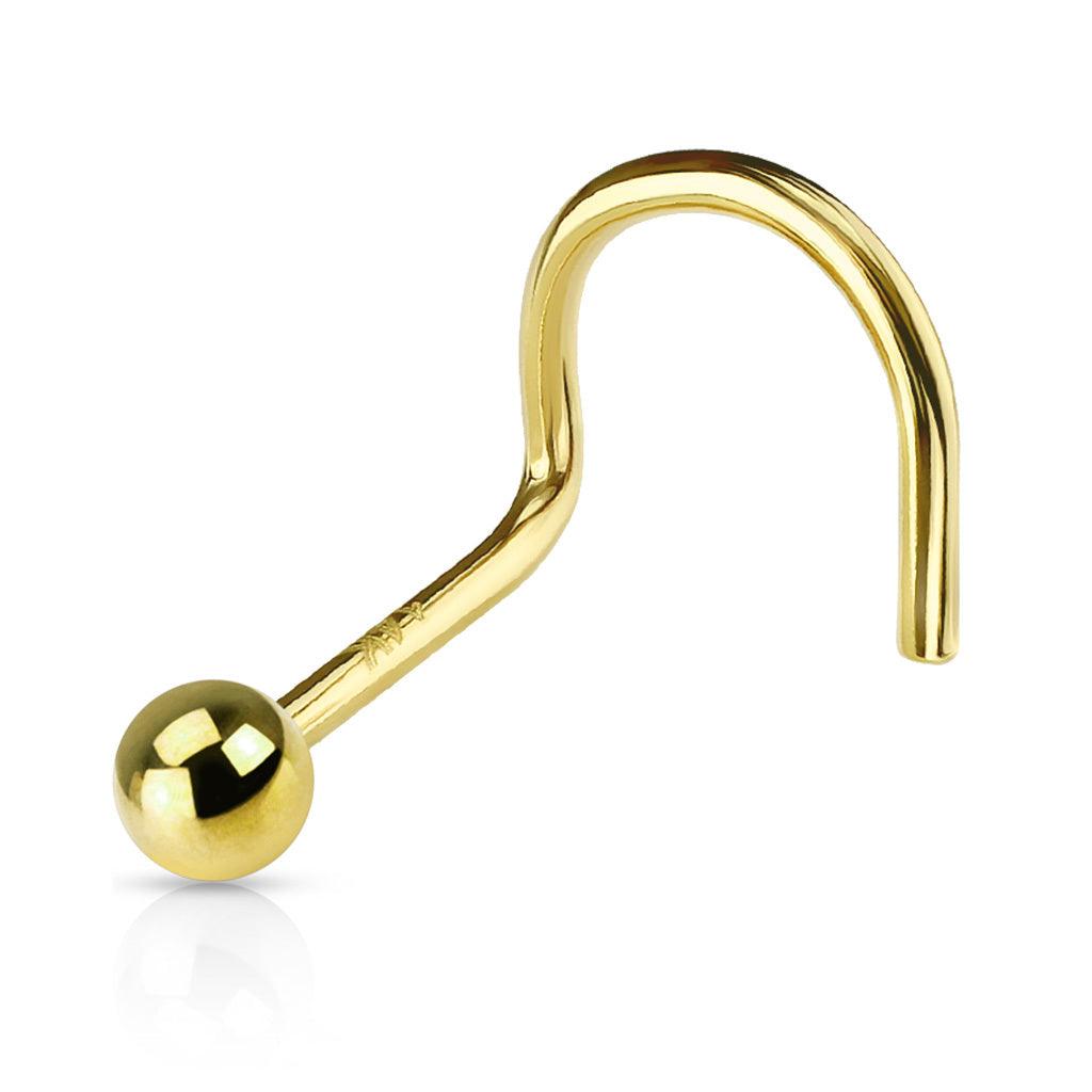 Nose stud, 14K Gold Ball Top Nose Screw