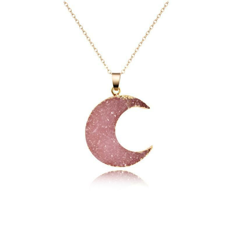 Necklace, Celestial Moon in Black or Pink