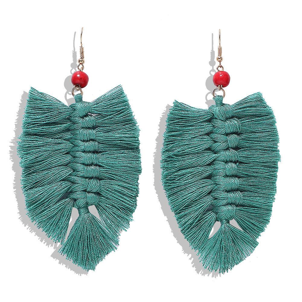 Earrings, Large Macrame in Blue