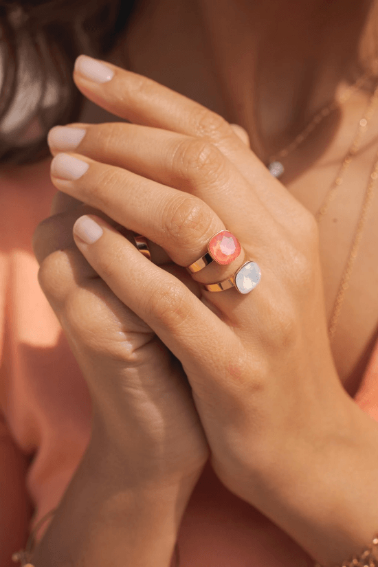 Sormus, BOHM PARIS|Bague Bea dorée beige rose