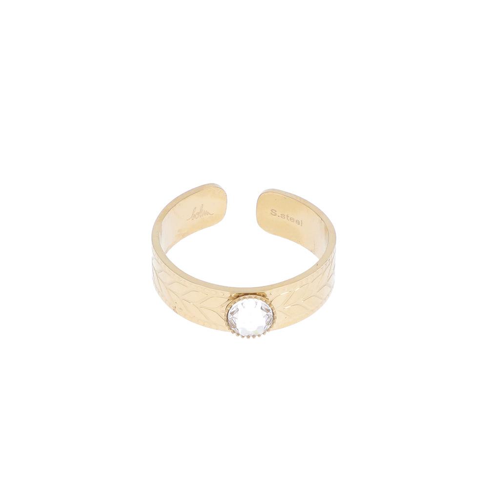 Ring, BOHM PARIS|Bague dorée crystal -clear crystal ring