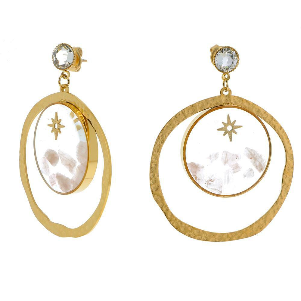 Earrings, BOHM PARIS|Boucles dorée avec nacre