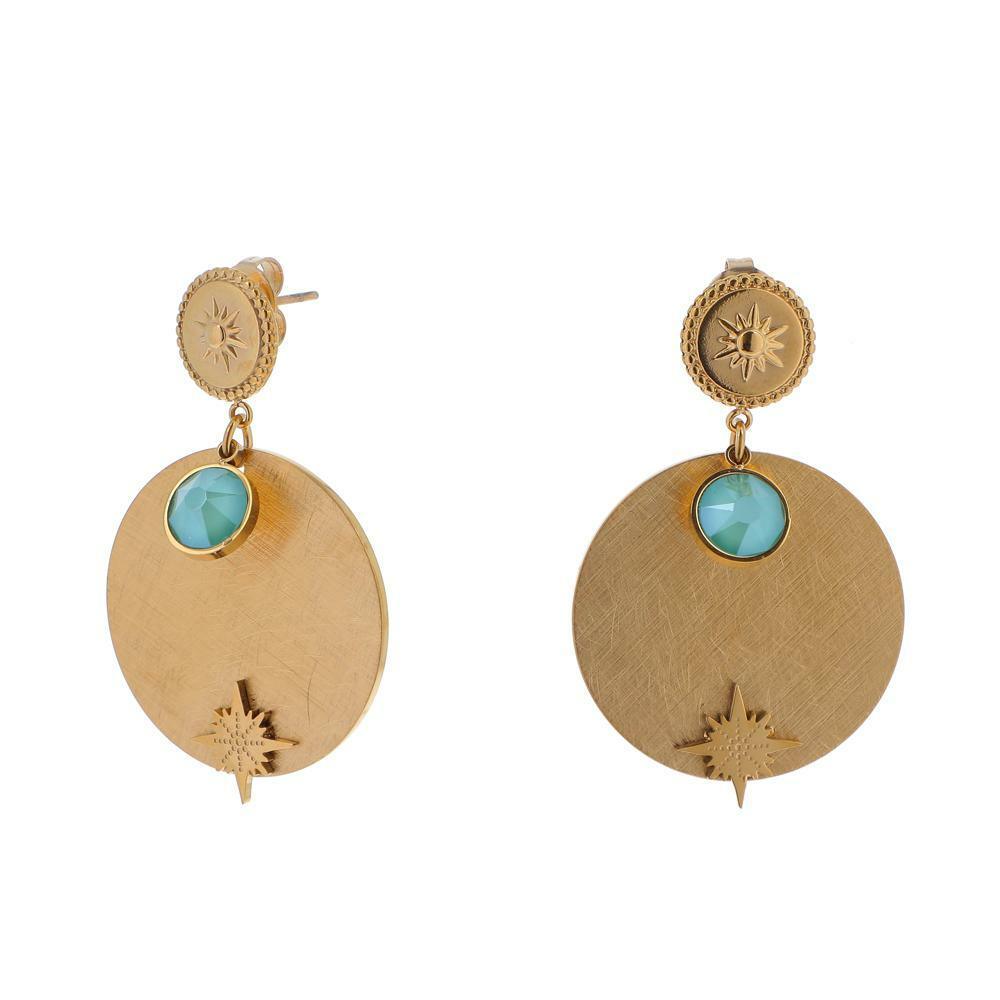 Earrings, BOHM PARIS|Boucles march avec Cristal mint