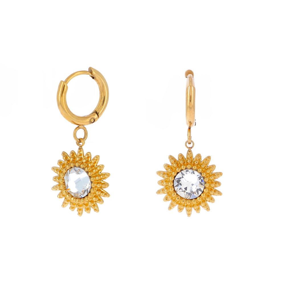 Earrings, BOHM PARIS|Boucles D'oreilles Soleil avec Cristal clair