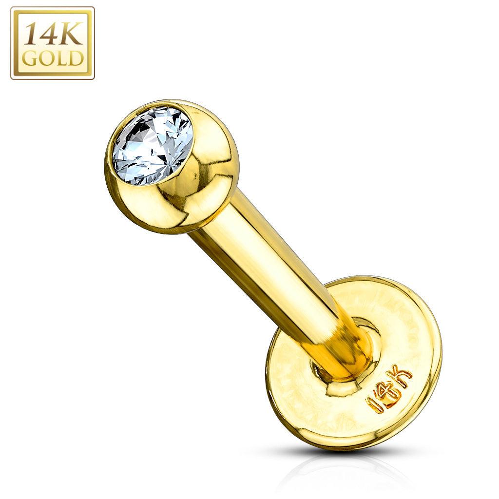 Labret, 14K Gold Labret with CZ  -kultainen labretkoru