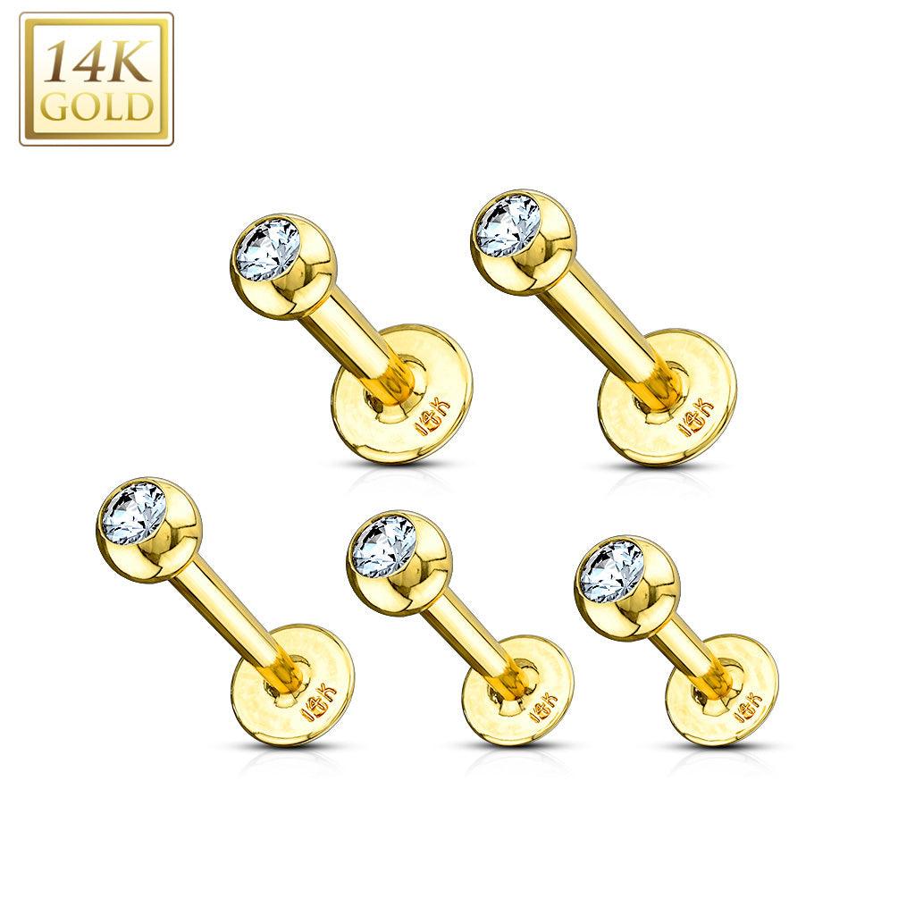 Labret, 14K Gold Labret with CZ gold labret jewelry