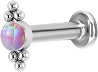 Rustokoru/traguskoru, Titanium Double Cluster Labret with Purple Opal