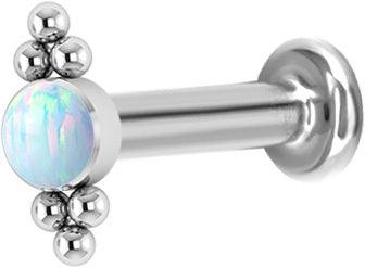 Cartilage jewelry/tragus jewelry, Titanium Double Cluster Labret with Opal