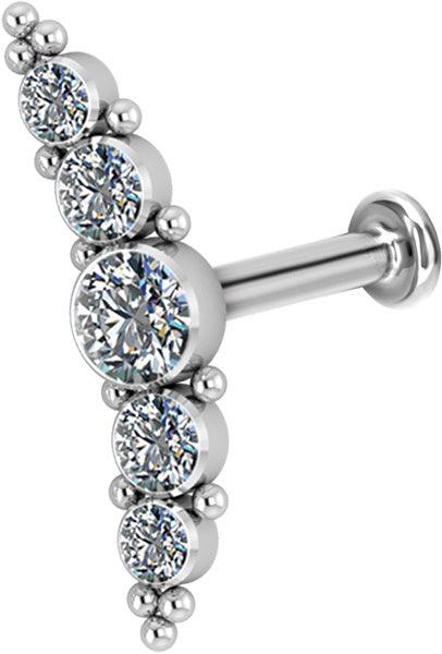 Rustokoru/traguskoru, Long Titanium Curved Labret with CZ