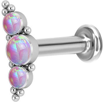 Cartilage jewelry/tragus jewelry, Medium Titanium Curved Labret with Pink Opal