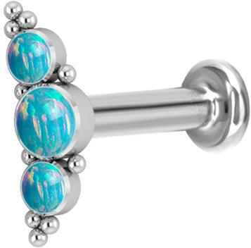 Cartilage jewelry/tragus jewelry, Medium Titanium Curved Labret with Turqoise Opal